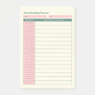 Minimaler Zeitblockplaner Pink Layout Post-it Klebezettel