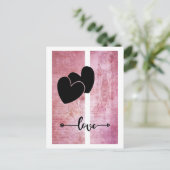 Minimaler Zweihörer-Liebe-Pfeil tief rosa Hintergr Postkarte (Stehend Vorderseite)
