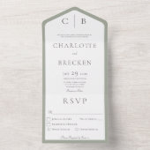 Minimales Abendessen auf der Speisekarte Grün/Weiß All In One Einladung (Innen Boden)