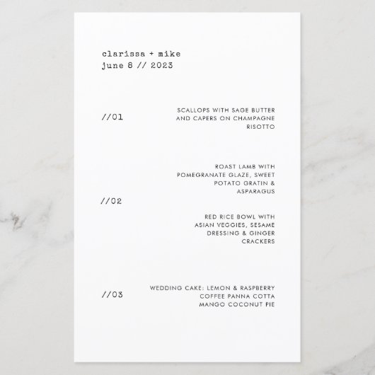 Minimales Abendessen im Party-Restaurant Hochzeits (Vorderseite)