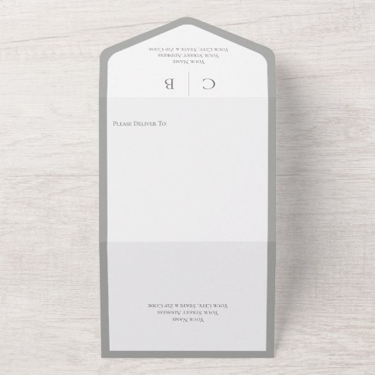 Minimales Abendessen in Silber, Grau und Weiß All In One Einladung (Außenbereich)