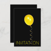 Minimales Ballon-Gelb-Schwarz-Vip-Party Einladung (Vorne/Hinten)