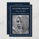 Minimales Beerdigungsprogramm für die weiße Grenze Einladung (Vorne/Hinten)