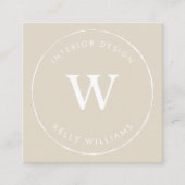 Minimales Beige Circle Business Monogram Branding Quadratische Visitenkarte (Vorderseite)