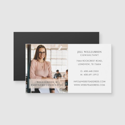 Minimales Berufliches Firmenname & Business-Foto Magnetkarte (Vorne/Hinten)
