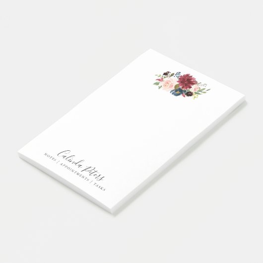 Minimales Blumen Burgunder-Blumenstrauß-| Post-it Klebezettel (angewinkelt)