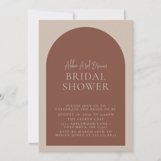 Minimales Boho-Brautparty für Skripttext Einladung (Vorderseite)