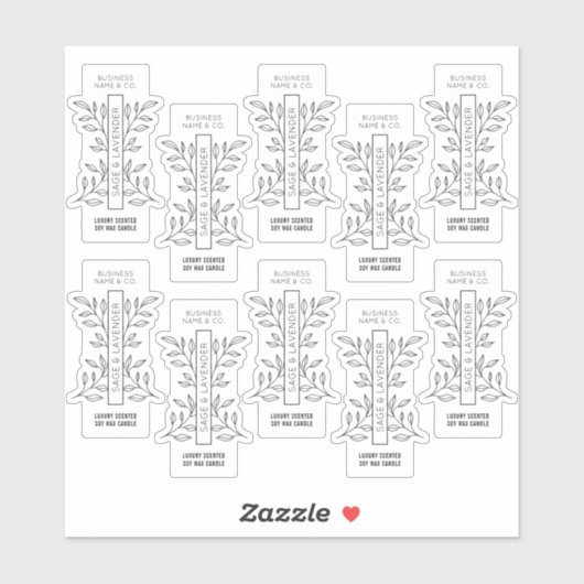 Minimales botanisches Clear Candle Jar Vertikal La Aufkleber (Blatt)