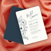 Minimales botanisches Navy-Blauer Brautparty Einladung