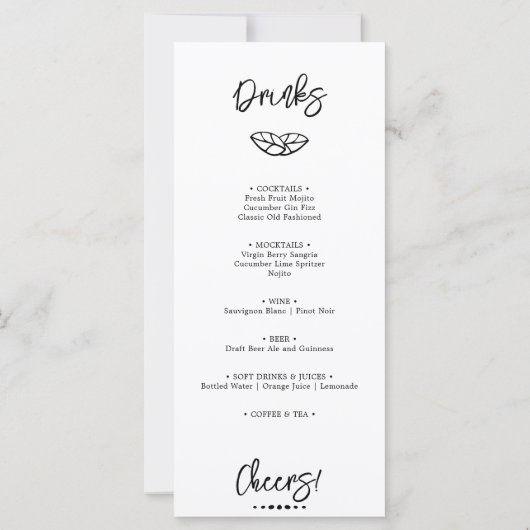 Minimales botanisches Twin Leaf Dinner & Drinks Me (Rückseite)