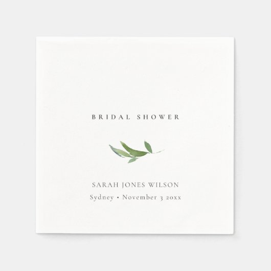 Minimales Brautparty aus Blätterblättern Serviette (Vorderseite)
