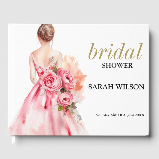 Minimales Brautparty für Wasserfarben-Hochzeitsbra Gästebuch (Vorderseite)