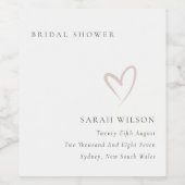 Minimales Brautparty mit einfachem Rosa Rosa Herz Weinetikett (Einzelnes Label)