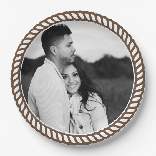 Minimales Brawn Country Western Rope Foto Pappteller (Vorderseite)