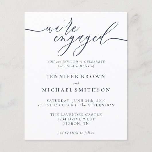 Minimales Budget für die Marine Moderne Verlobung Flyer (Vorne)