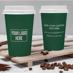 Minimales Business-Logo Einfacher grüner Kaffee Pappbecher