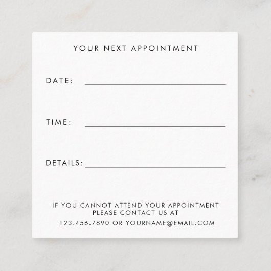 Minimales Business-Logo für Ihre Erinnerung Terminkarte (Rückseite)