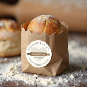 Minimales Button-Bäckerei-Logo aus Holz Runder Aufkleber