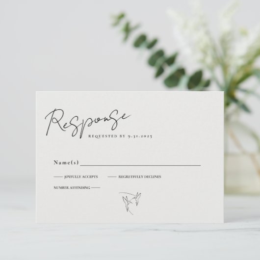 Minimales Calligrafy Script-Foto RSVP Karte (Stehend Vorderseite)
