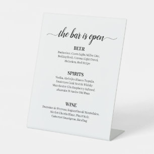 Minimales Calligrafy Wedding Bar Menu Sockelschild