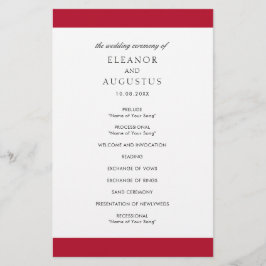 Minimales Classic Red Elegant Budget Hochzeitsprog Flyer
