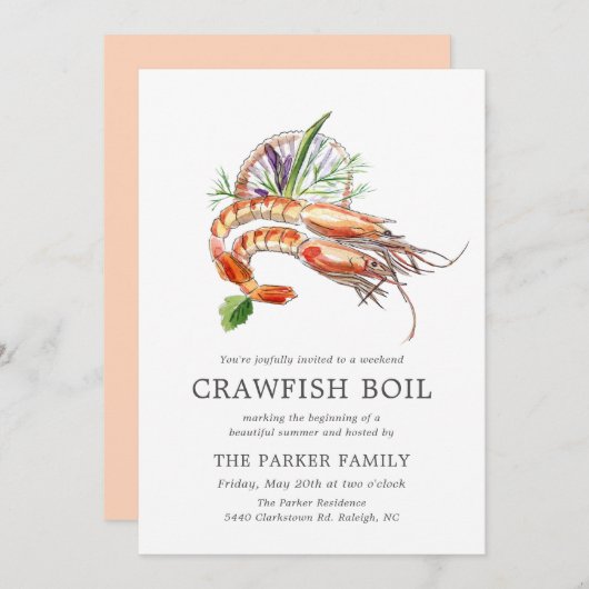 Minimales Crawfish Boil Party Einladung (Vorne/Hinten)