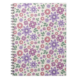 minimales creme-farbenes skurriles Blumenmuster Notizblock