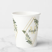 Minimales Design der monogram Tropical Foliage Pappbecher (Rückseite)