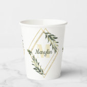 Minimales Design der monogram Tropical Foliage Pappbecher (Links)