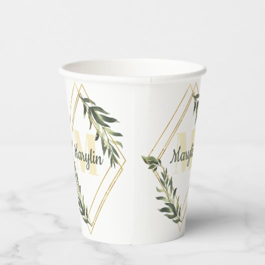 Minimales Design der monogram Tropical Foliage Pappbecher (Rechts)