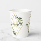 Minimales Design der monogram Tropical Foliage Pappbecher (Vorderseite)