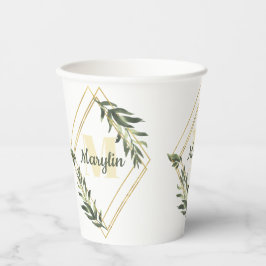 Minimales Design der monogram Tropical Foliage Pappbecher