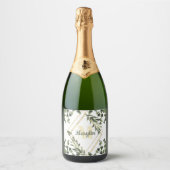 Minimales Design der monogram Tropical Foliage Schaumweinetikett (Vorderseite)