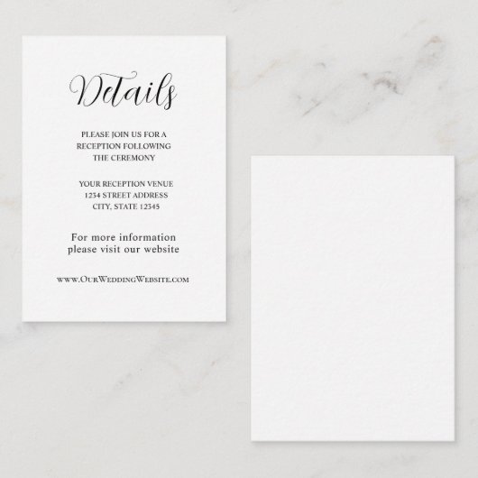 Minimales Design Moderne Hochzeit Begleitkarte (Vorne/Hinten)