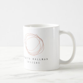 Minimales Designer-Scribble-Logo in Rose Gold Kaffeetasse