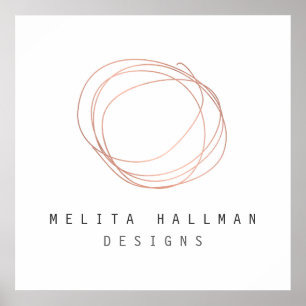 Minimales Designer-Scribble-Logo in Rose Gold Poster