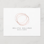 Minimales Designer-Scribble-Logo in Rose Gold Postkarte (Vorderseite)
