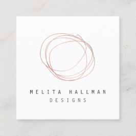 Minimales Designer-Scribble-Logo in Rose Gold Quadratische Visitenkarte