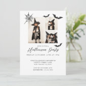 Minimales Drei-Foto-Spooky-Fledermäuse Halloween-P Einladung (Stehend Vorderseite)