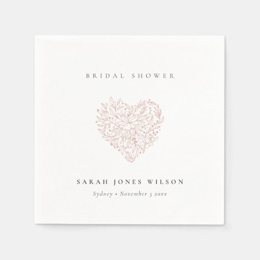 Minimales Dusky Blush Brautparty Serviette (Vorderseite)