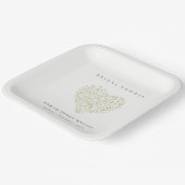 Minimales Dusky Green Floral Heart Brautparty Pappteller (Gewinkelt)
