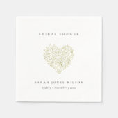 Minimales Dusky Green Floral Heart Brautparty Serviette (Vorderseite)