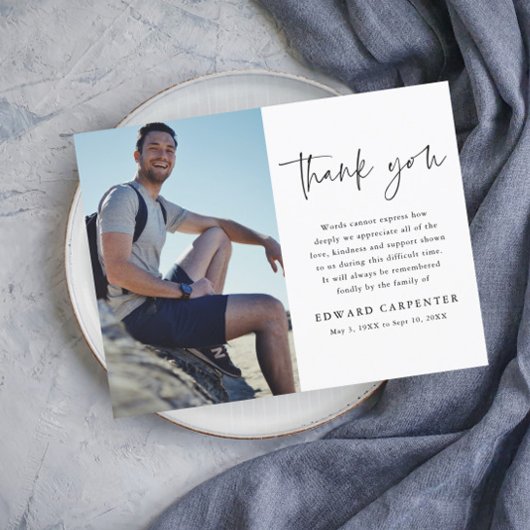 Minimales einfaches Foto zur Beerdigung Dankeskarte