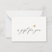Minimales einfaches Script Gold Heart Geschenkzert Mitteilungskarte (Vorderseite)