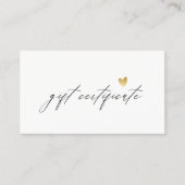 Minimales einfaches Script Gold Heart Geschenkzert Visitenkarte (Vorderseite)