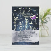 Minimales einfaches Tanzskelett Halloween-Party Einladung (Stehend Vorderseite)