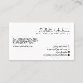 Minimales einfaches weißes Schwarzes Grenz-Script- Visitenkarte (Rückseite)