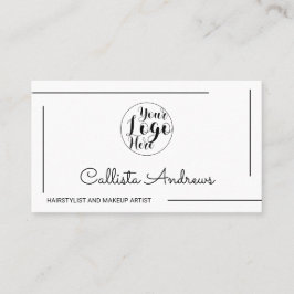 Minimales einfaches weißes Schwarzes Grenz-Script- Visitenkarte