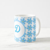 minimales elegantes monogramm Blaues botanisches M Kaffeetasse (VorderseiteRechts)