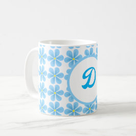 minimales elegantes monogramm Blaues botanisches M Kaffeetasse